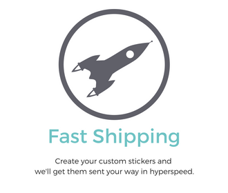 Create your custom stickers and  we'll get them sent your way in hyperspeed.