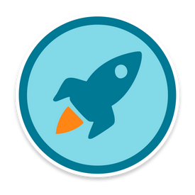 Icon of a rocket launch on a blue background